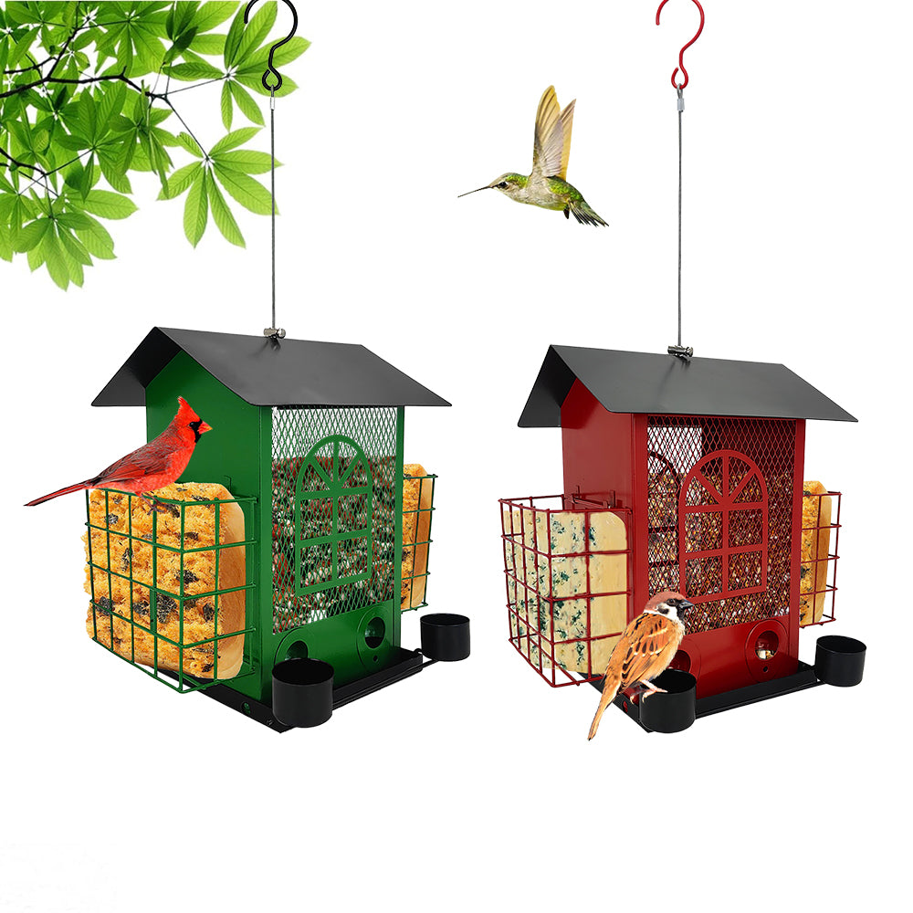 Cross Country Outdoor Lodge Metal Hanging Bird Feeder Multi Food Dispenser Squirrel Proof Hummingbird Feeder