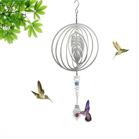 Outdoor Hummingbird Feeder Metal Hanging Flat Wind Chime Bird Feeder Source Factory