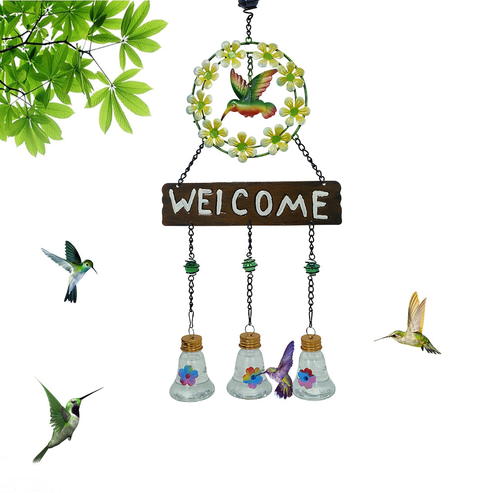 New Outdoor Decorative Wind Chime Hummingbird Feeder Dual Purpose Ant and Squirrel Proof Bird Feeder