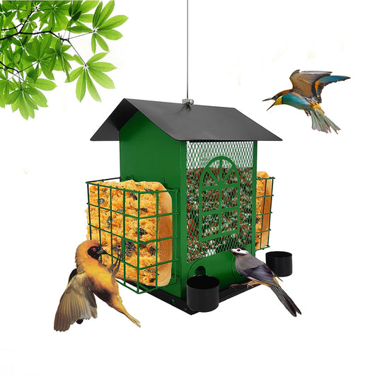 Cross Country Outdoor Lodge Metal Hanging Bird Feeder Multi Food Dispenser Squirrel Proof Hummingbird Feeder