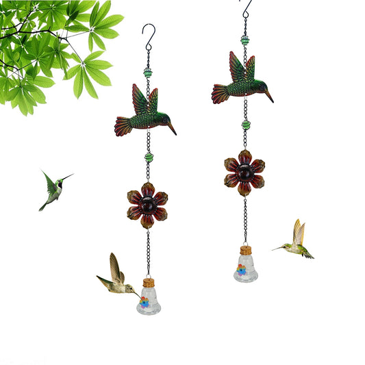 Outdoor Metal Hanging Hummingbird Feeder Squirrel Proof Bird Feeder Wind Chime Decorative Bird Feeder