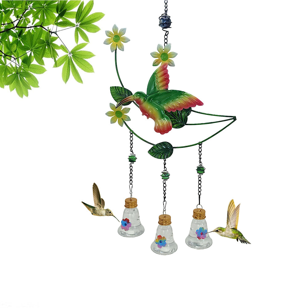 Crossing New Hummingbird Feeder Creative Maple Leaf Hummingbird Shape Metal Hanging Wind Chime Feeder