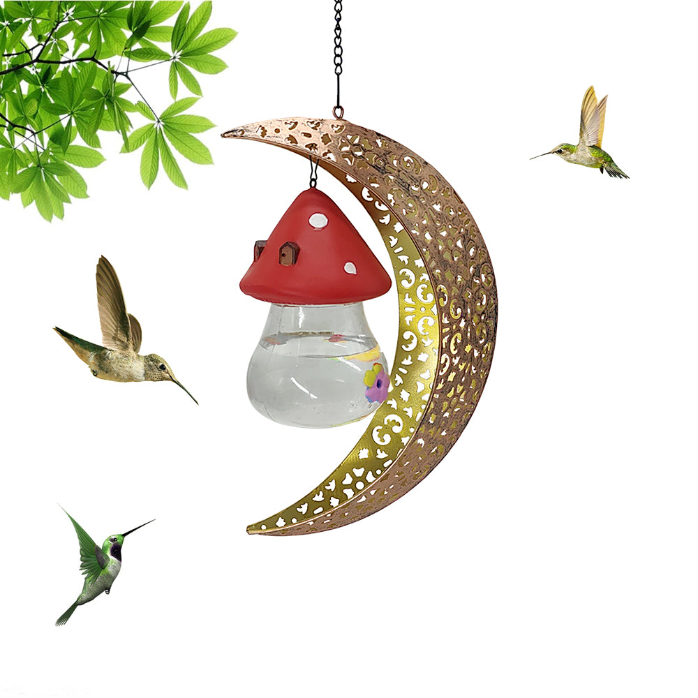 New Arrival Outdoor Bee Moon Teardrop Wind Chime Hanging Metal Bird Hummingbird Feeder Resin Wind Chime