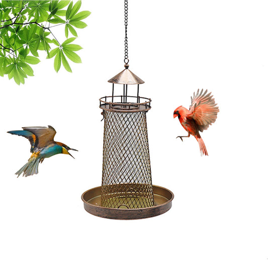 New Customized Lighthouse Bird Feeder Iron Lighthouse Shape Hummingbird Feeder with Leakage Hole Multi-Hole Hanging