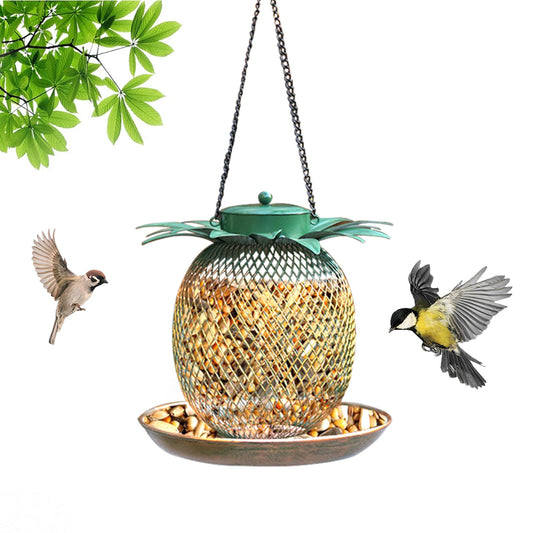 Source Factory Iron Bird Feeder Creative Pineapple Shape Hummingbird Feeding Bird Feeder Container Outdoor Hanging Bird Feeder