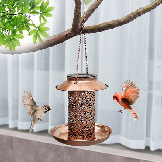 Hot Iron Solar LED Bird Feeder Amazon Hot Outdoor Light Bird Feeder Antique Bird Feeder