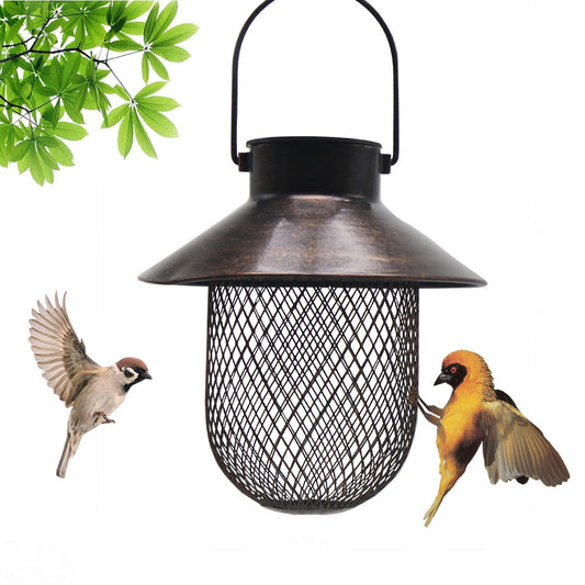 Cross-border e-commerce hot sale tungsten lamp iron solar automatic bird feeder garden decoration hummingbird led feeder