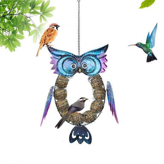 New product bird feeder owl outdoor hanging metal bird feeder with light hummingbird source factory customized