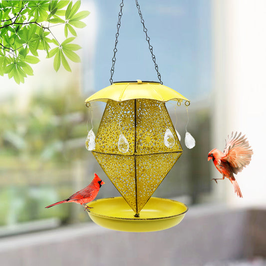 Outdoor Hanging Metal Solar Bird Feeder Projection Patterned Iron Bird Feeder Hummingbird Automatic Dispenser Bird Feeder