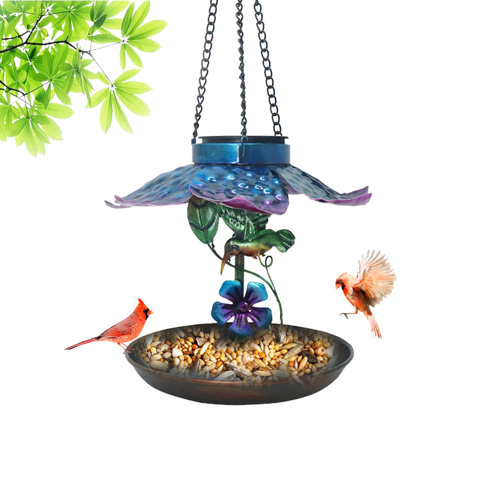 Cross Border Bird Feeder Outdoor Metal Hanging Solar Bird Feeder Hummingbird Automatic Feeder Amazon Hot