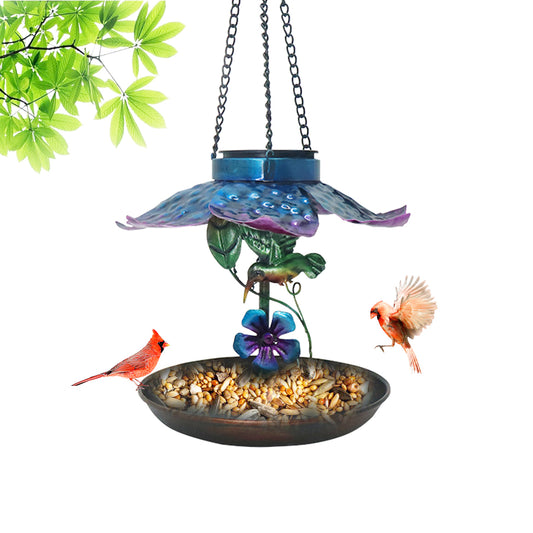 Cross Border Bird Feeder Outdoor Metal Hanging Solar Bird Feeder Hummingbird Automatic Feeder Amazon Hot