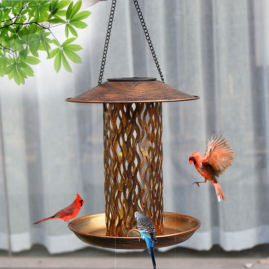 Cross Border New Lighted Outdoor Light Solar Bird Feeder Outdoor Hanging Various Garden Yard Hummingbird Feeder