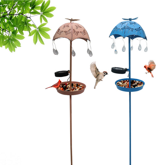 Cross Border Bird Feeder Outdoor Iron Metal Ground Feeder Fan Shaped Bird Feeder Solar Bird Feeder