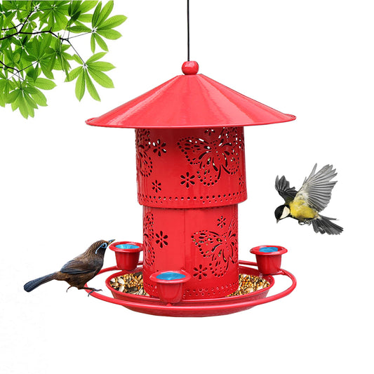 Hummingbird House Outdoor Patio Iron Butterfly Bird Feeder Hanging Hummingbird Feeder