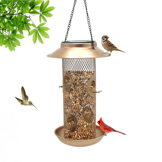 New Product Bird Feeder Outdoor Solar Metal with Light Hanging Squirrel Proof Bird Feeder Hummingbird Feeder Customized