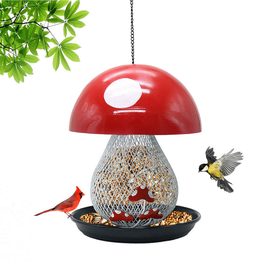 New product bird feeder outdoor hanging metal mushroom iron bird feeder anti squirrel hummingbird bird feeder factory customized